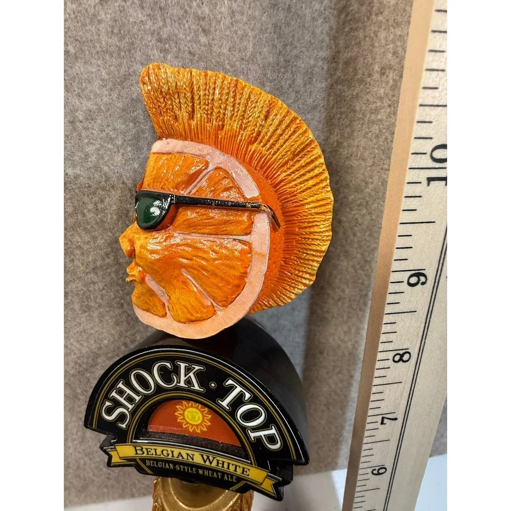 Shock Top Belgian White Beer Tap Handle Orange Mohawk Sunglasses Breweriana 10